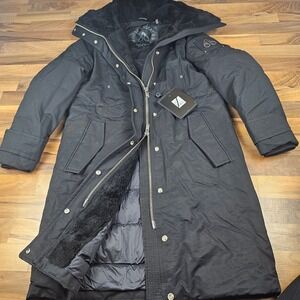 Moose Knuckles Storm Parka Down Jacket Shearling Trim Black Small